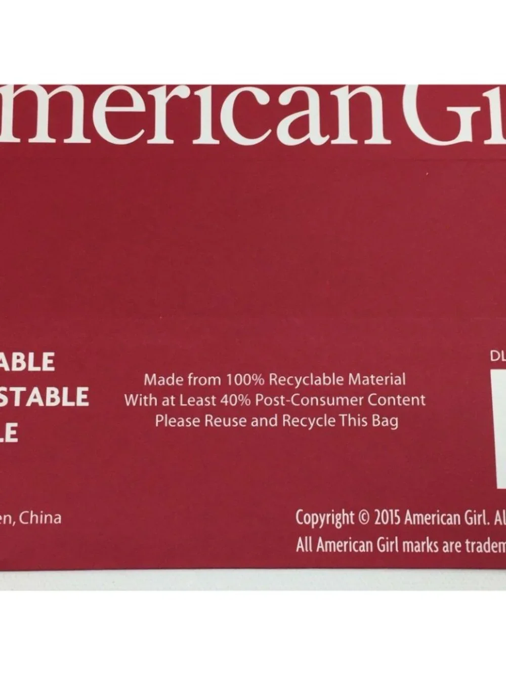 AG American Girl Set 2 Red Medium Shopping Bags Star Logo